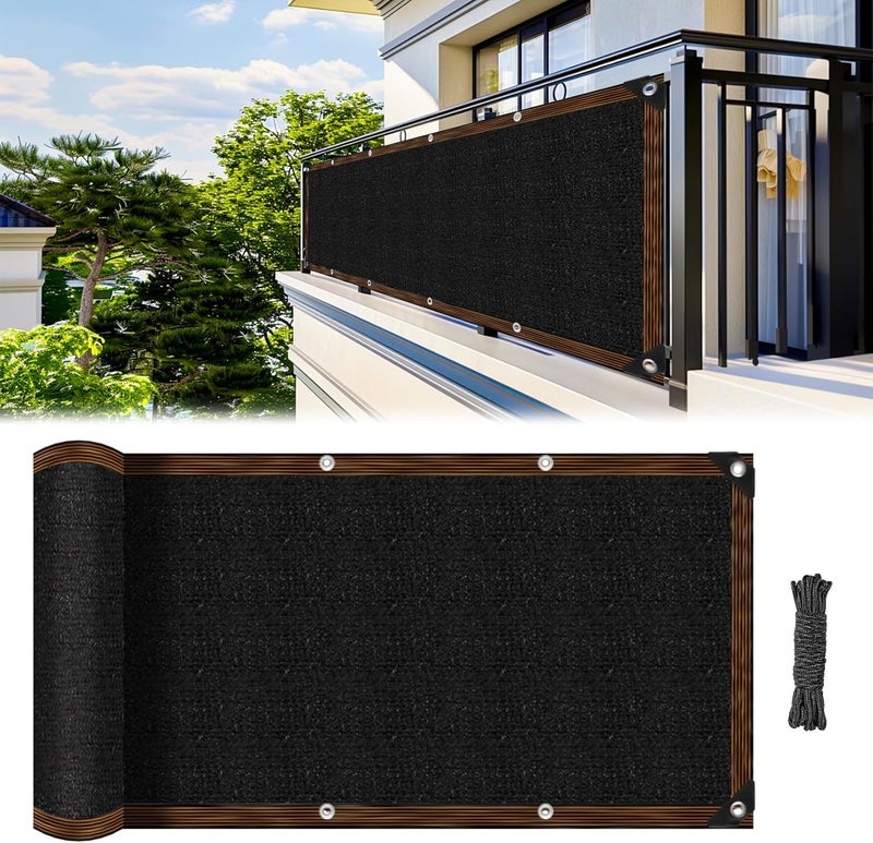 Rainflow Fence Privacy Screen - 3'X10' Black Privacy Fence Screen Outdoor Shade Balcony Decor Plastic Mesh Fence Panels Cover Porch Screen Balcony Covers for Apartments,Deck,Backyard,Pool Wall - Image 1